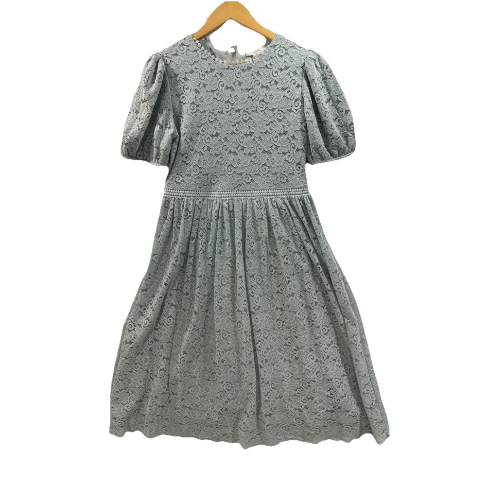 Orange Creek Lace Dress Women's Medium Sage Green Puff Sleeve Cottagecore